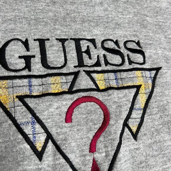 Vintage 90s Guess Georges Marciano Sweatshirt USA Made Gray Triangle Logo Size L - Picture 10 of 12